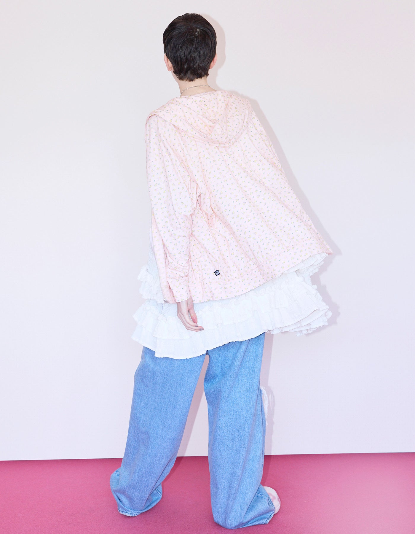 little sunny bite (リトルサニーバイト)floral light hoodie / PINK