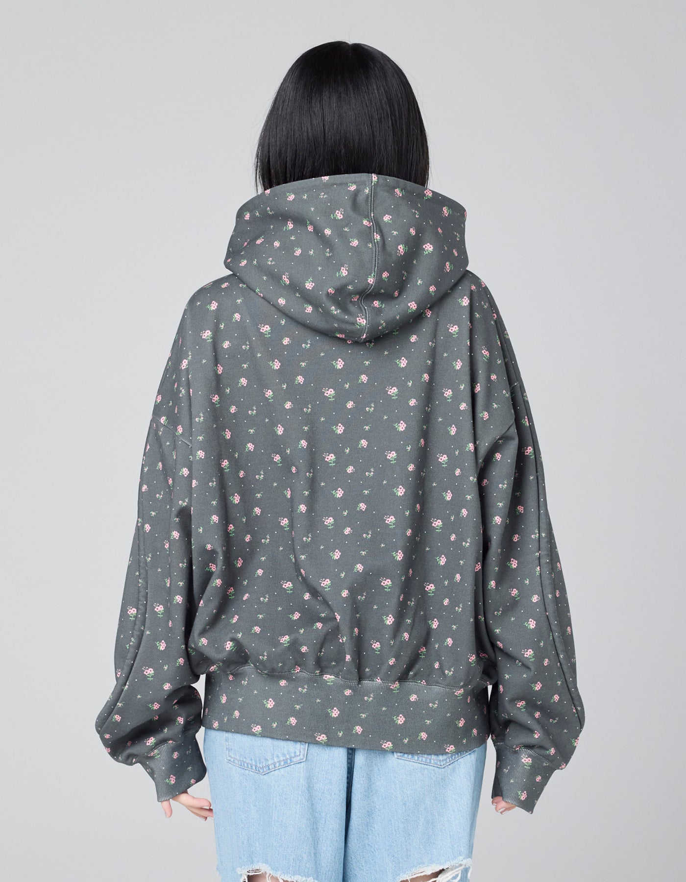 little sunny bite (リトルサニーバイト) floral hoodie / BLACK