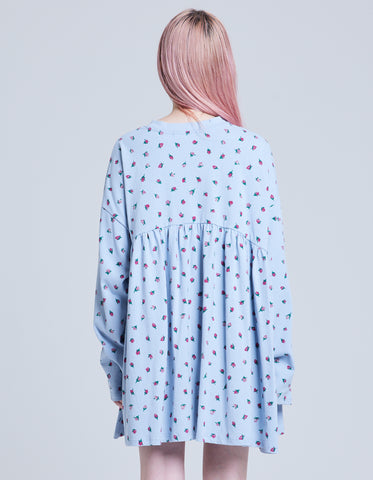 rose print tee dress / BLUE