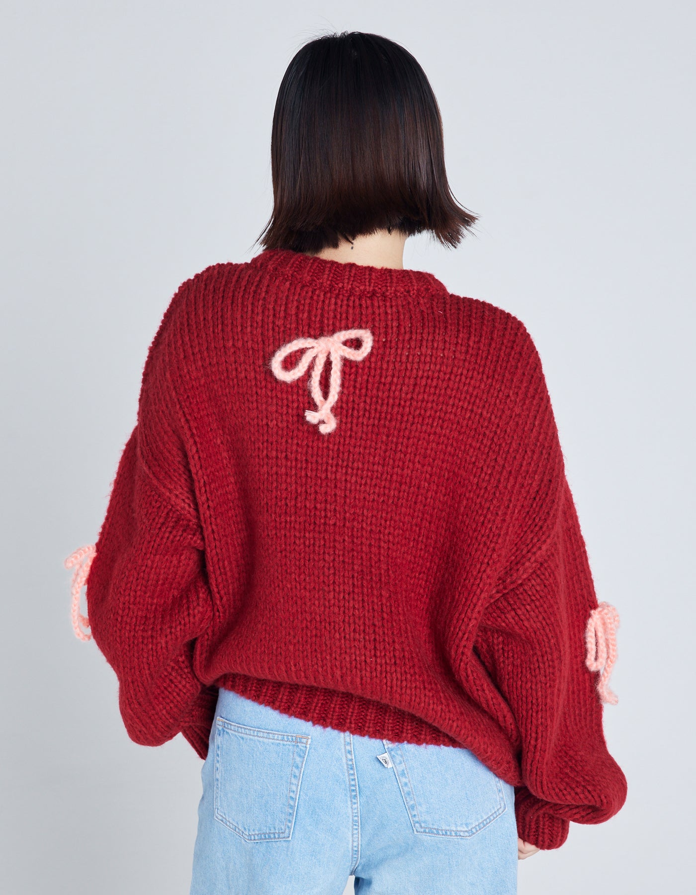 ribbon knit top / RED