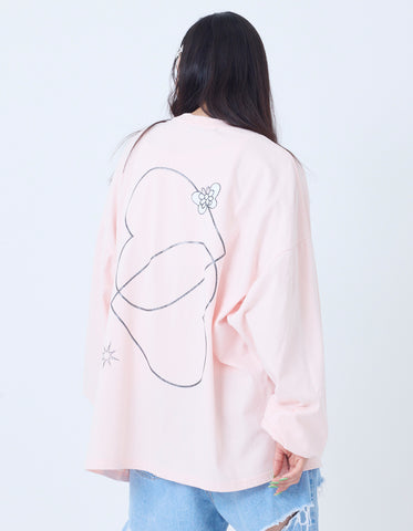 glitter print long tee / PINK