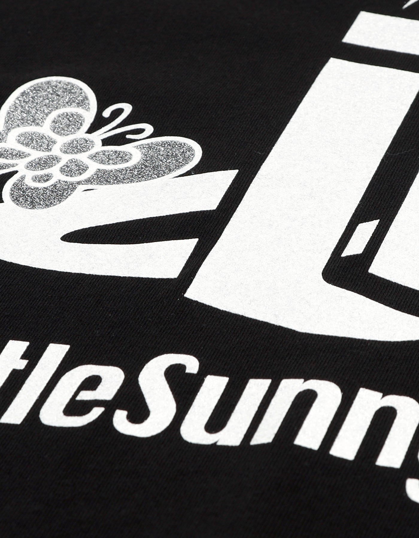glitter print long tee / BLACK