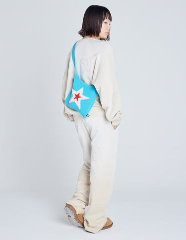 star knitting shoulder bag / BLUE