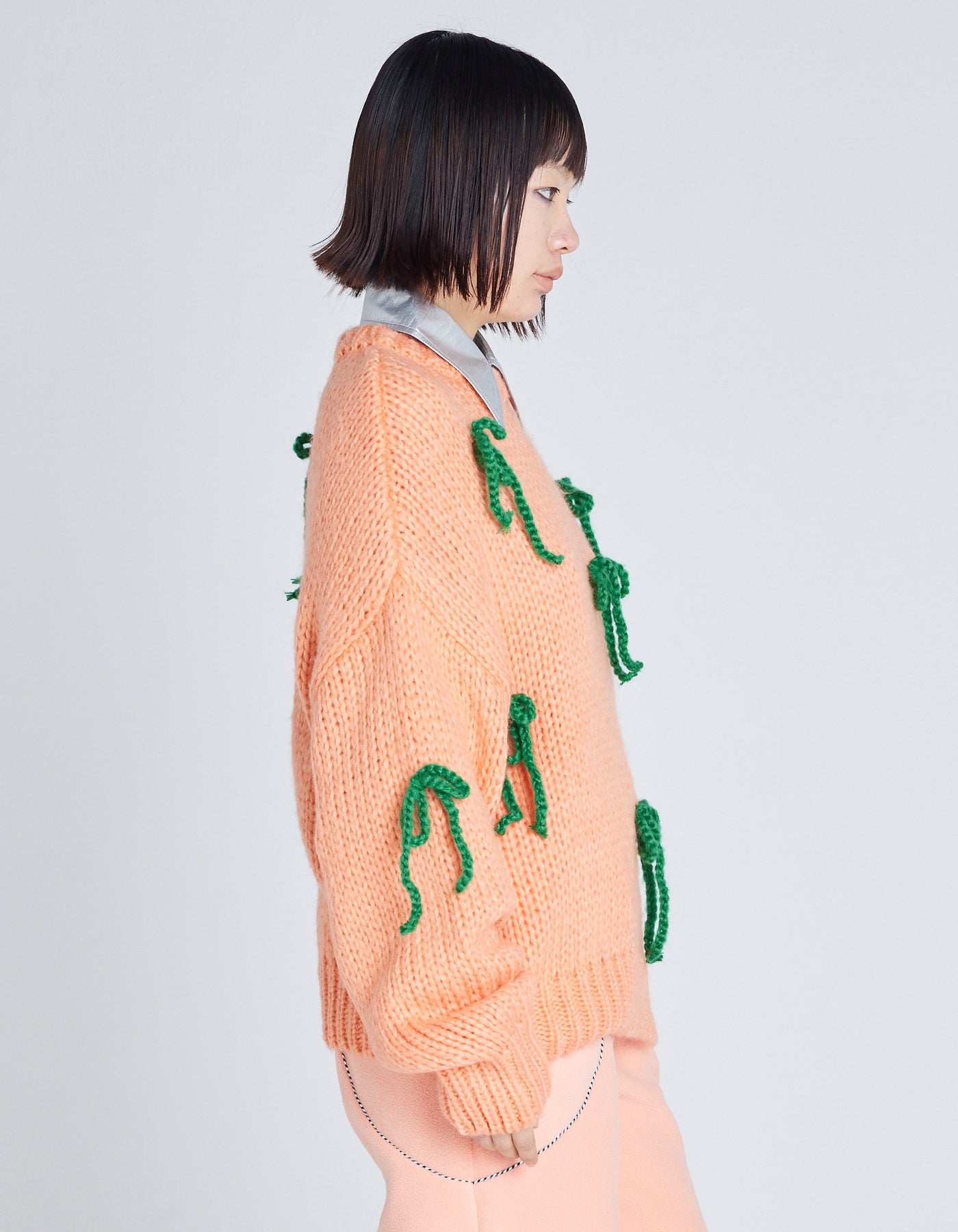 ribbon knit top / ORANGE