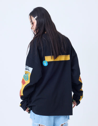 mushroom graphic long tee / BLACK