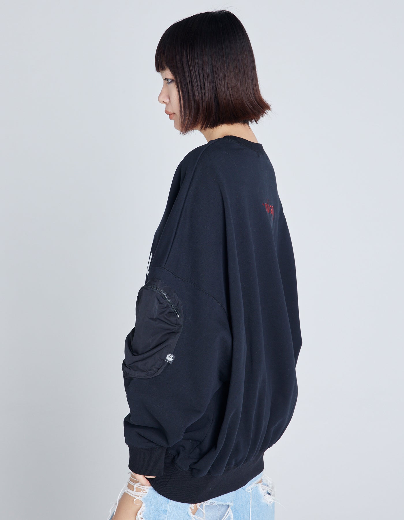 message big sweat top / BLACK