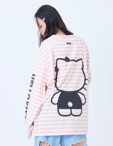 HELLO KITTY x little sunny bite stripe long tee / PINK BD