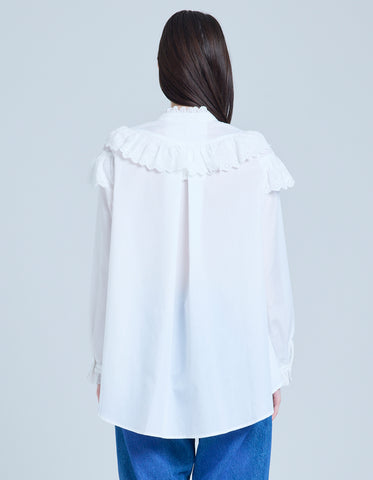 frill blouse / WHITE