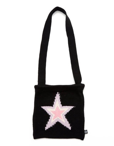 star knitting shoulder bag / BLACK