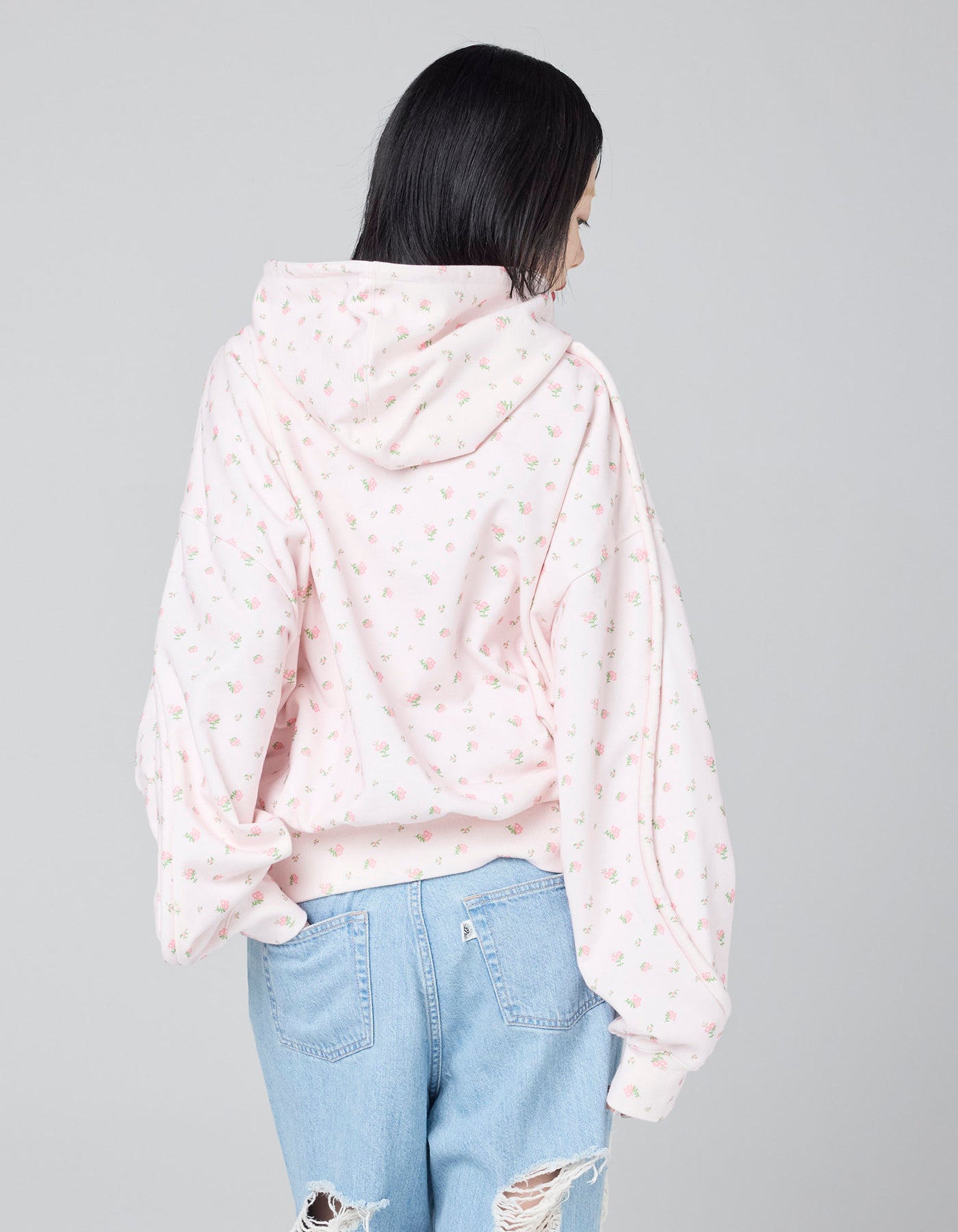 little sunny bite (リトルサニーバイト) floral hoodie / PINK