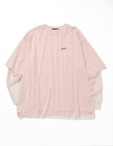 fake layered tulle long tee / PINK