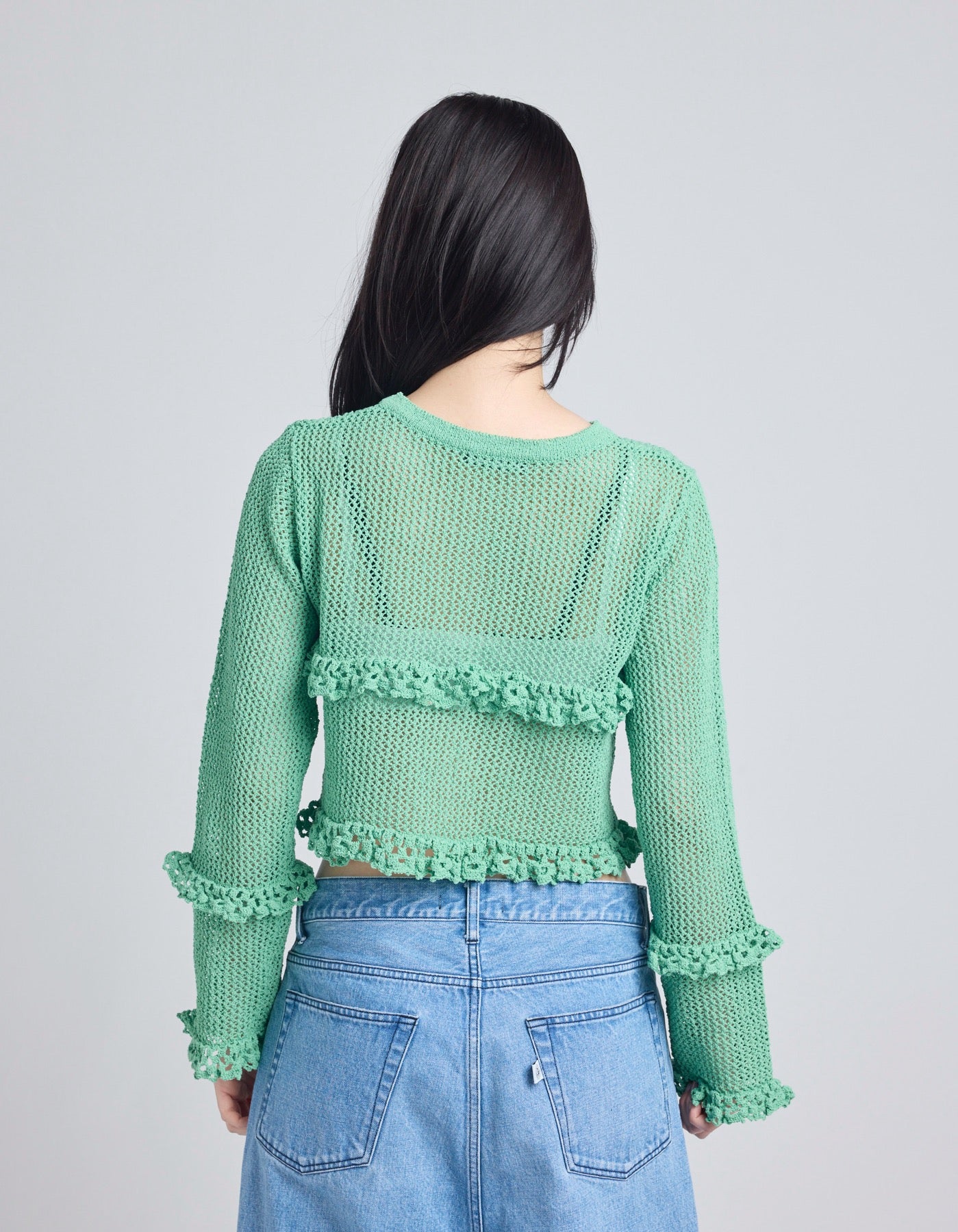 knit cardigan / GREEN