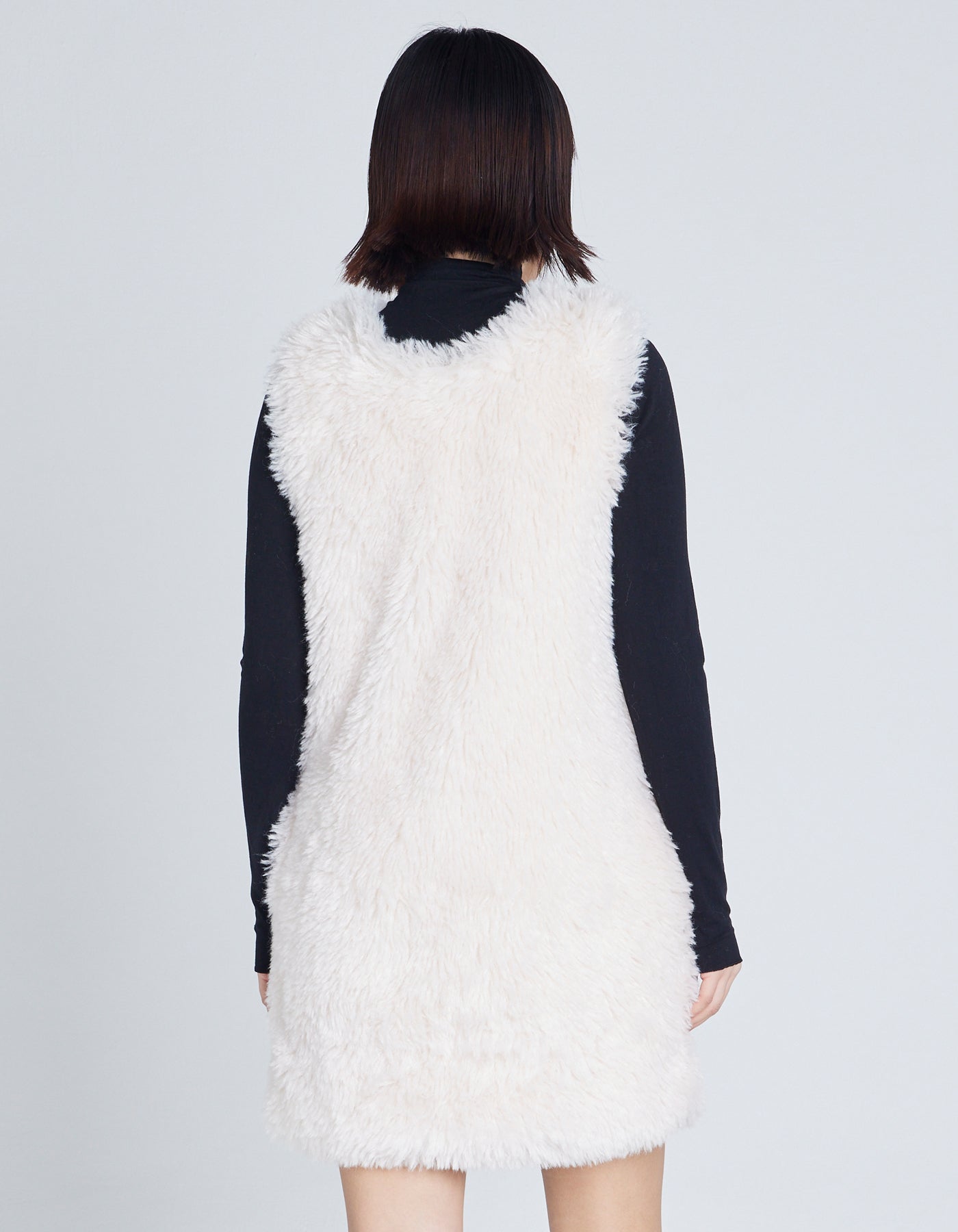 fur mini dress / WHITE