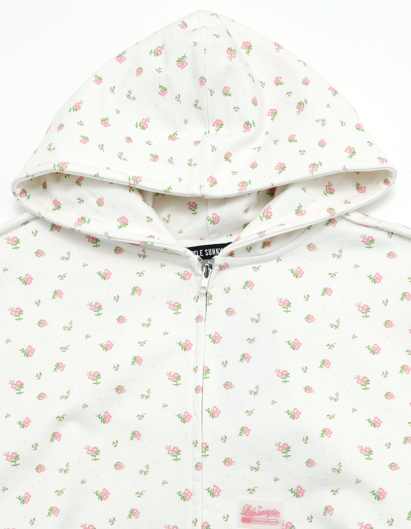 little sunny bite (リトルサニーバイト) floral hoodie / WHITE