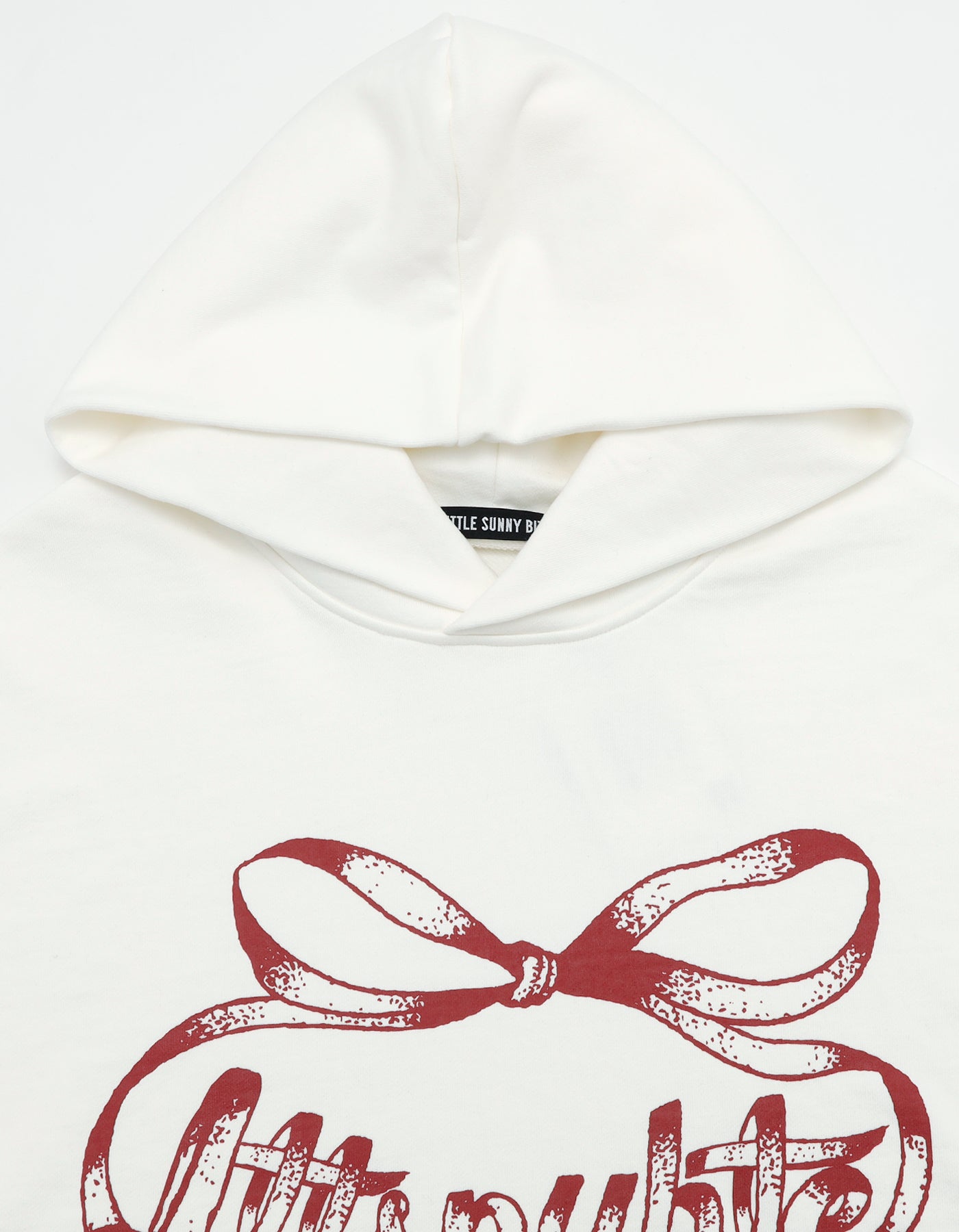 short ribbon sweat hoodie / WHITE