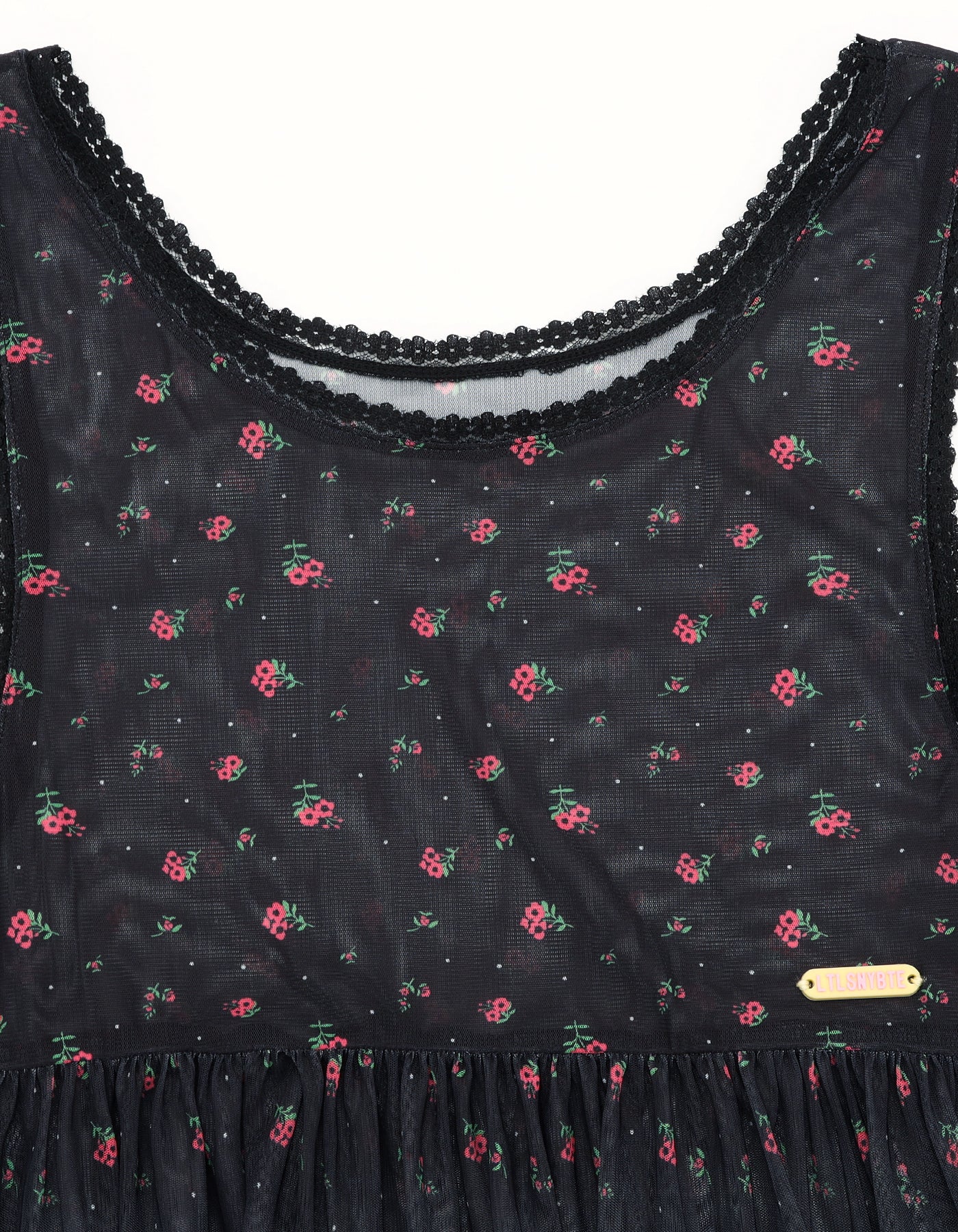 original floral tulle dress / BLACK