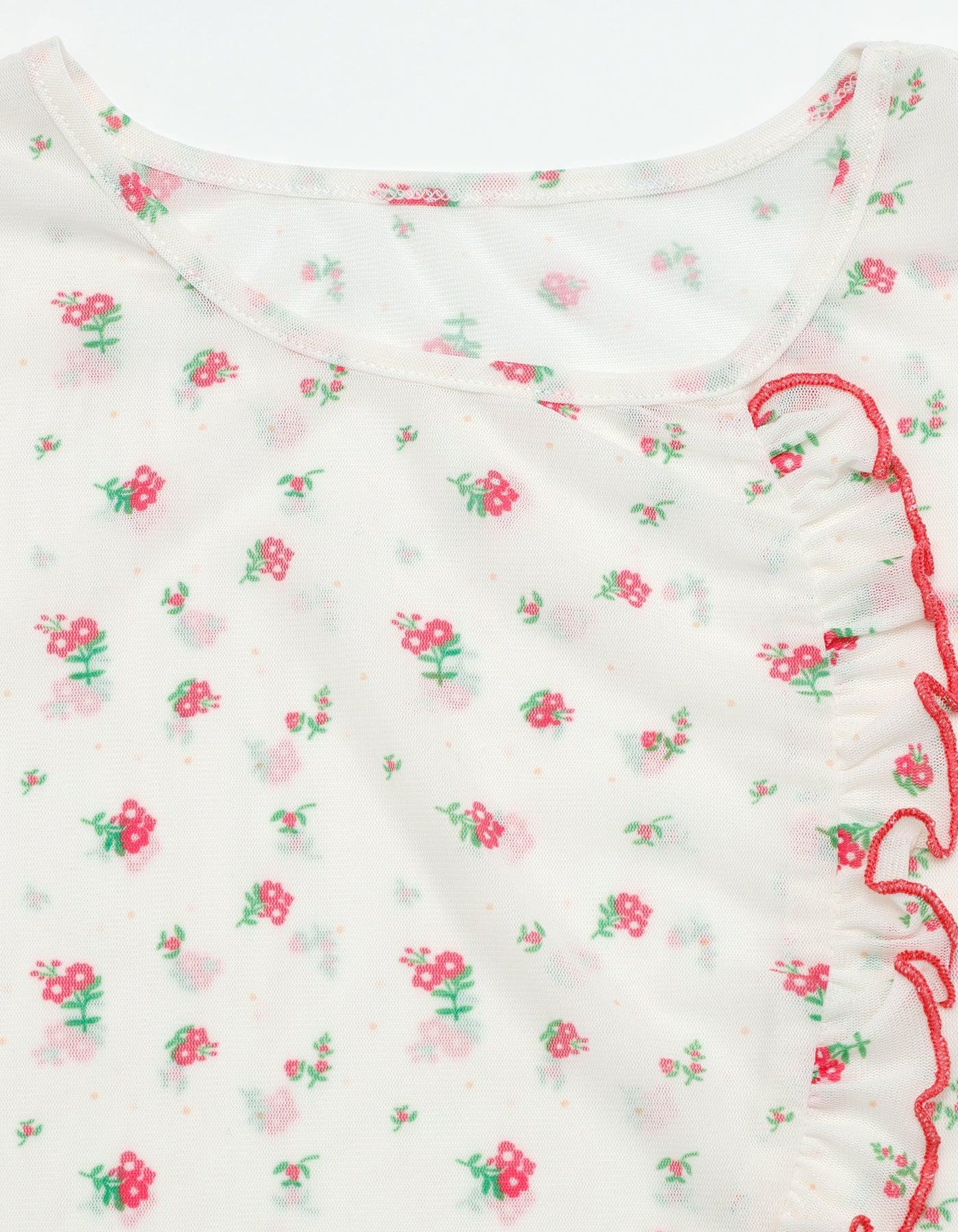 little sunny bite (リトルサニーバイト) floral tulle top / WHITE