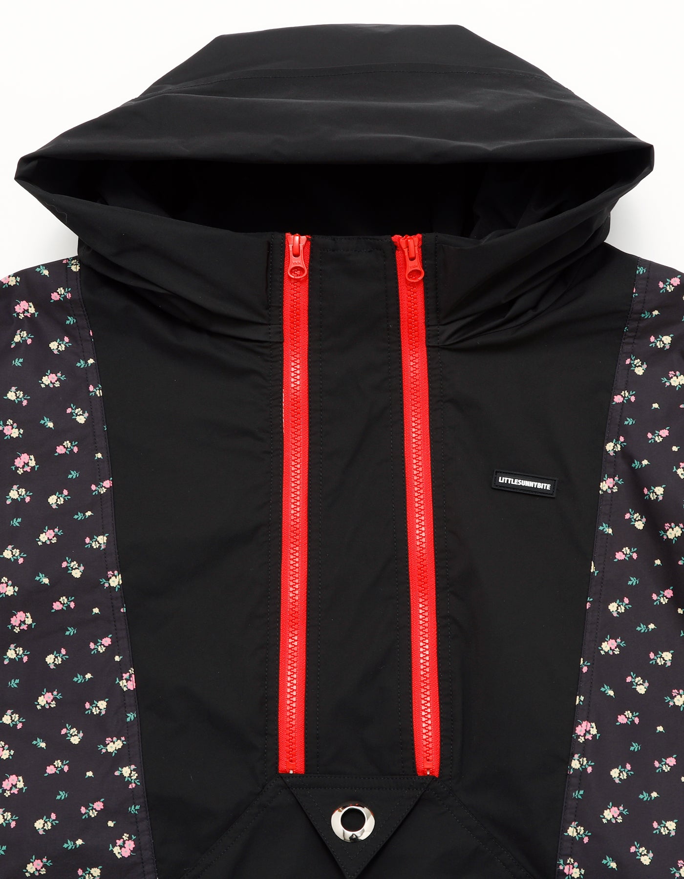 nylon hoodie pull over / BLACK