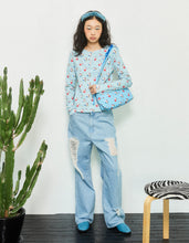 Load image into Gallery viewer, hello kitty x little sunny bite print tops / BLUE