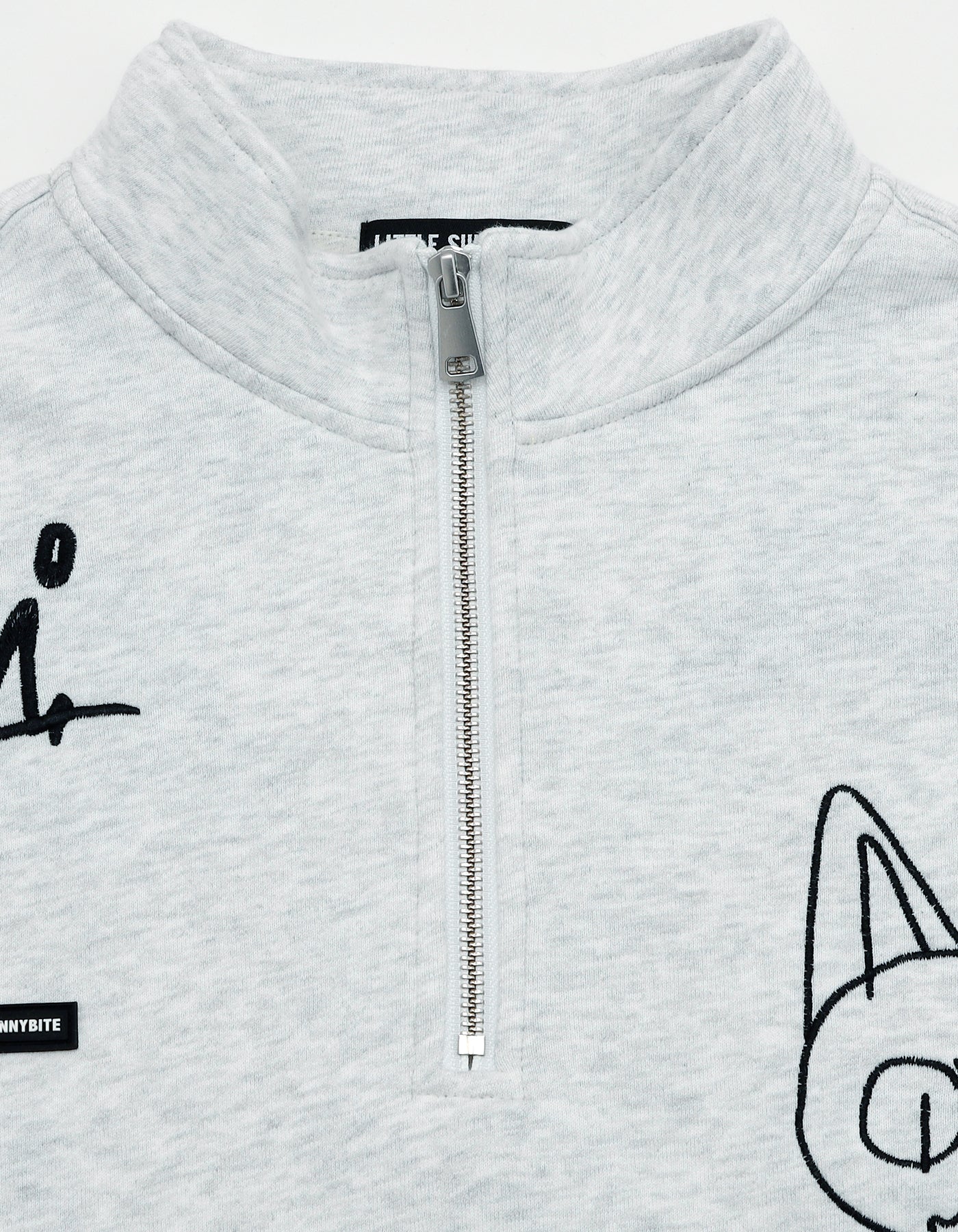 doodle stitching sweat top / HEATHER GRAY