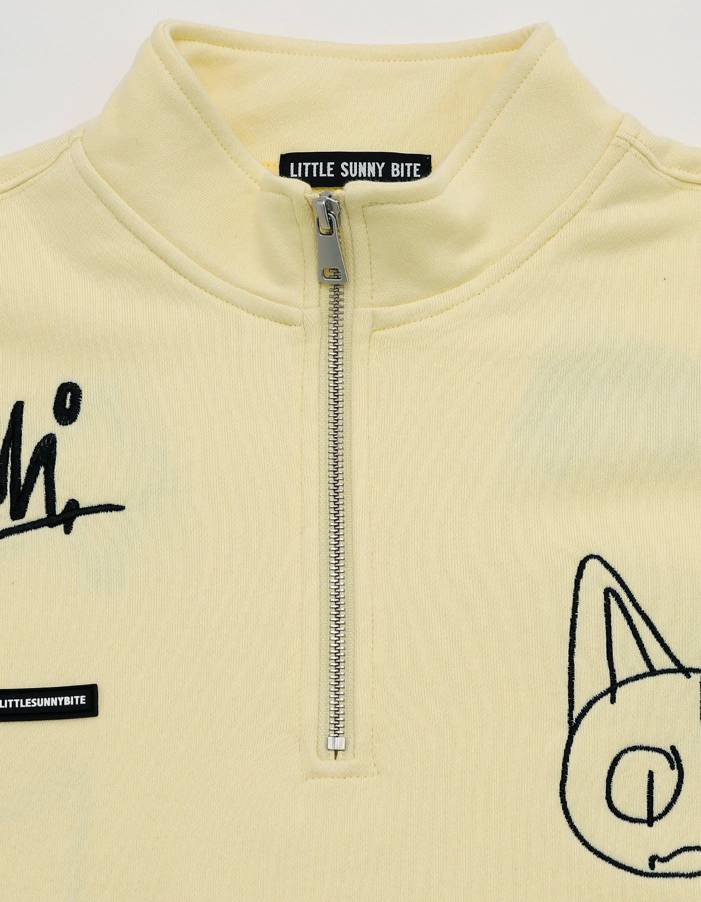 doodle stitching sweat top / YELLOW