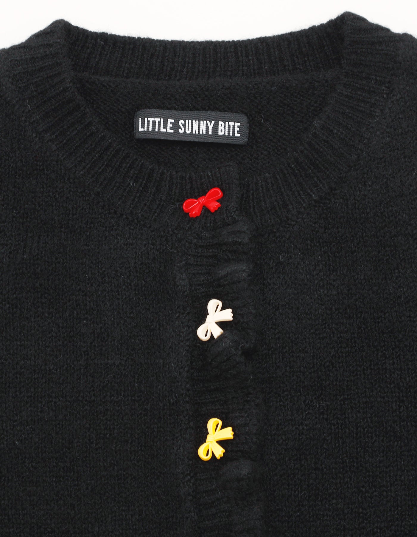 little sunny bite (リトルサニーバイト)ribbon cardigan / BLACK