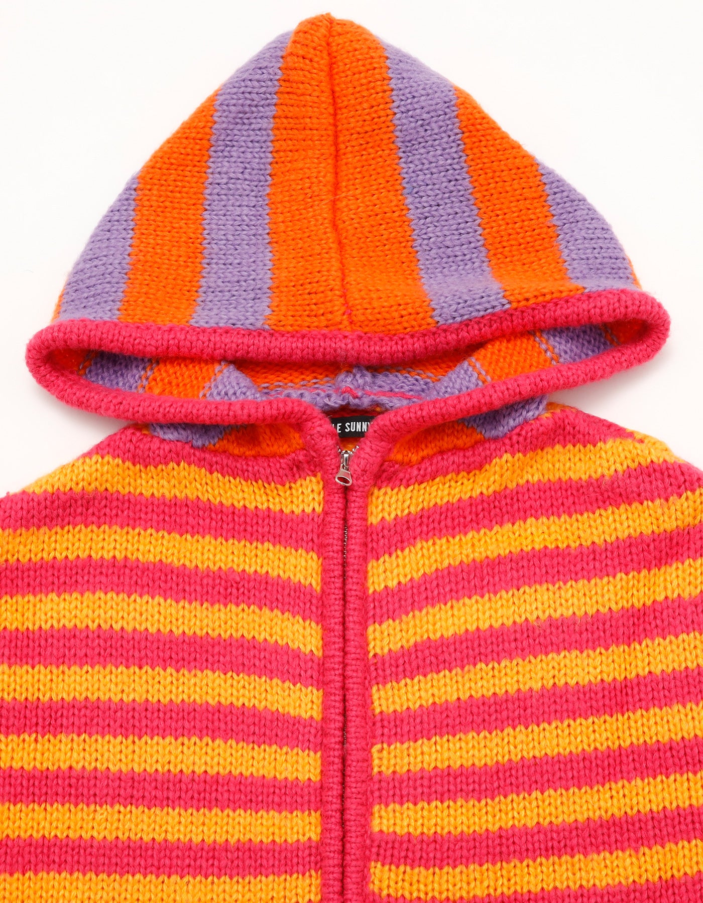 stripe knit hoodie / ORANGE