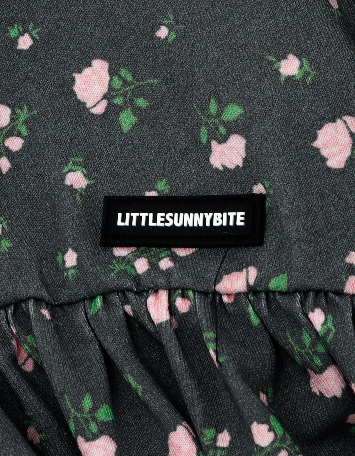 floral bomber mini dress tee / BLACK