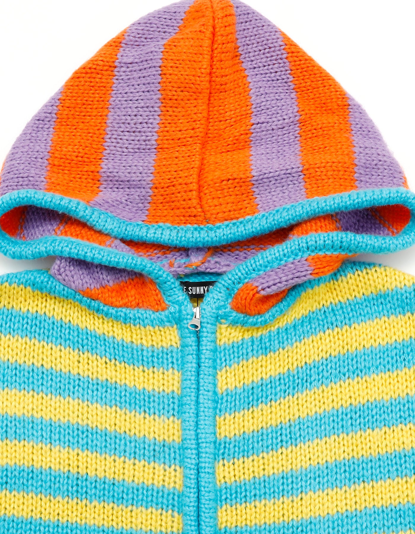 stripe knit hoodie / BLUE