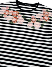 画像をギャラリービューアに読み込む, floral stripe long tee / WHITE×BLACK