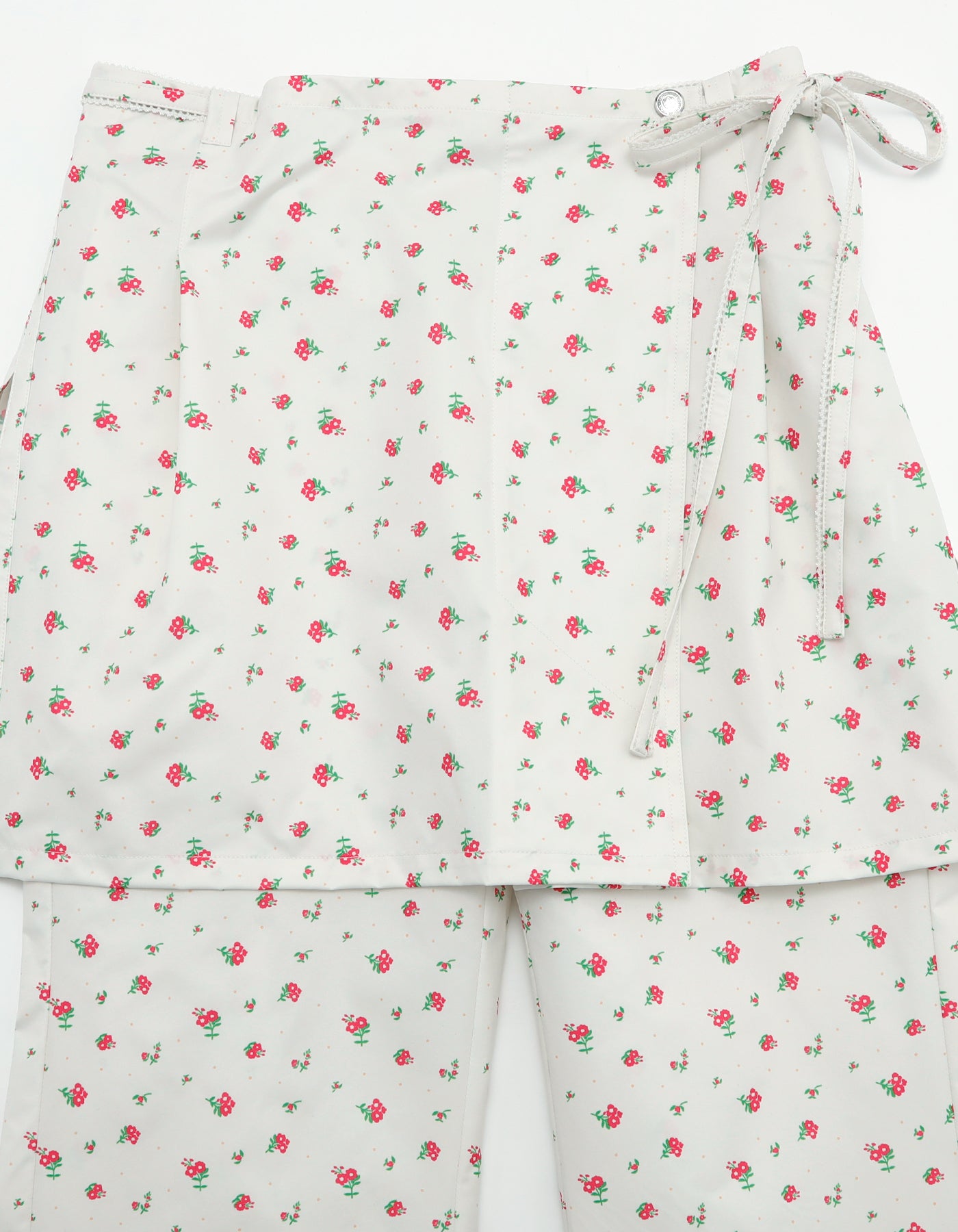 little sunny bite (リトルサニーバイト) floral nylon pants / WHITE
