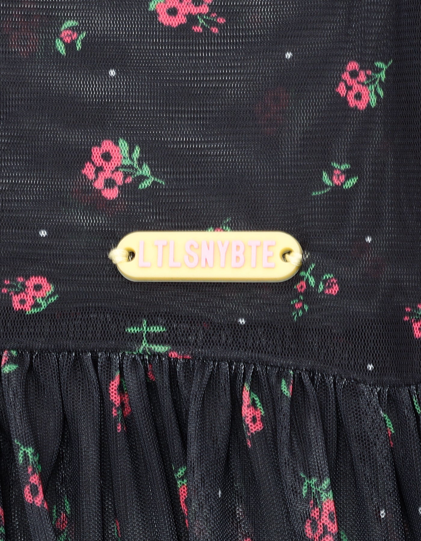 original floral tulle dress / BLACK