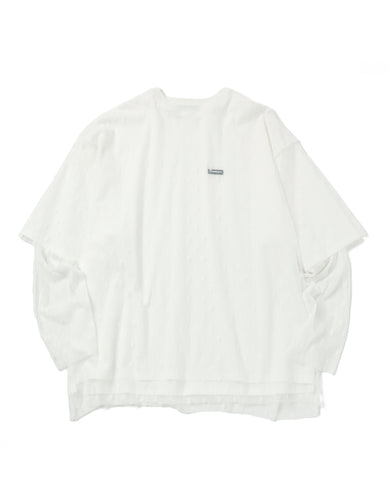 fake layered tulle long tee / WHITE
