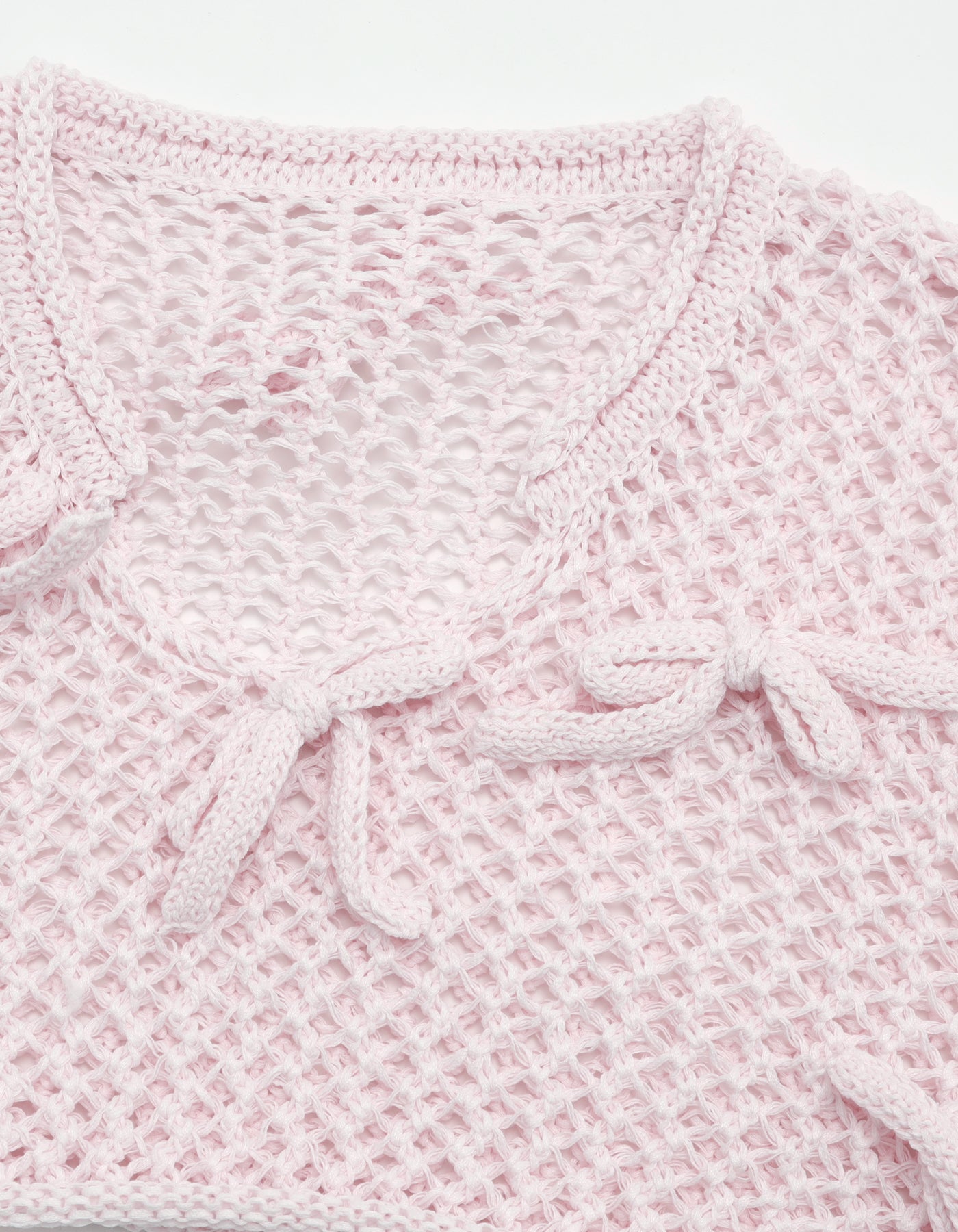 little sunny bite (リトルサニーバイト)Ribbon Short Knit Top / PINK