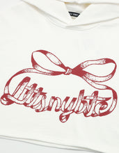 Load image into Gallery viewer, short ribbon sweat hoodie / WHITE