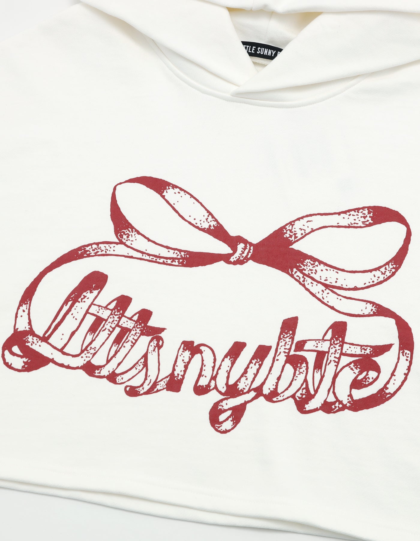 short ribbon sweat hoodie / WHITE