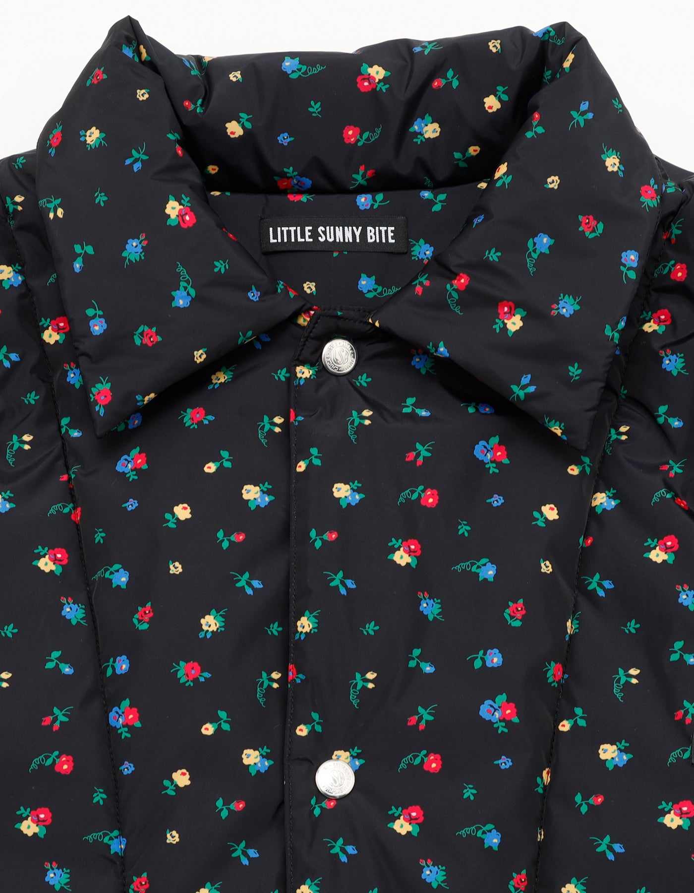 LITTLE SUNNY BITE フローラル ナイロンジャケット 花柄 little sunny bite (リトルサニーバイト)floral long jacket / BLACK ジャケット・アウター