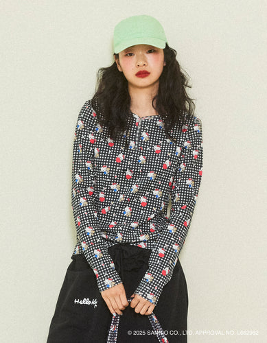 hello kitty x little sunny bite print tops / BLACK