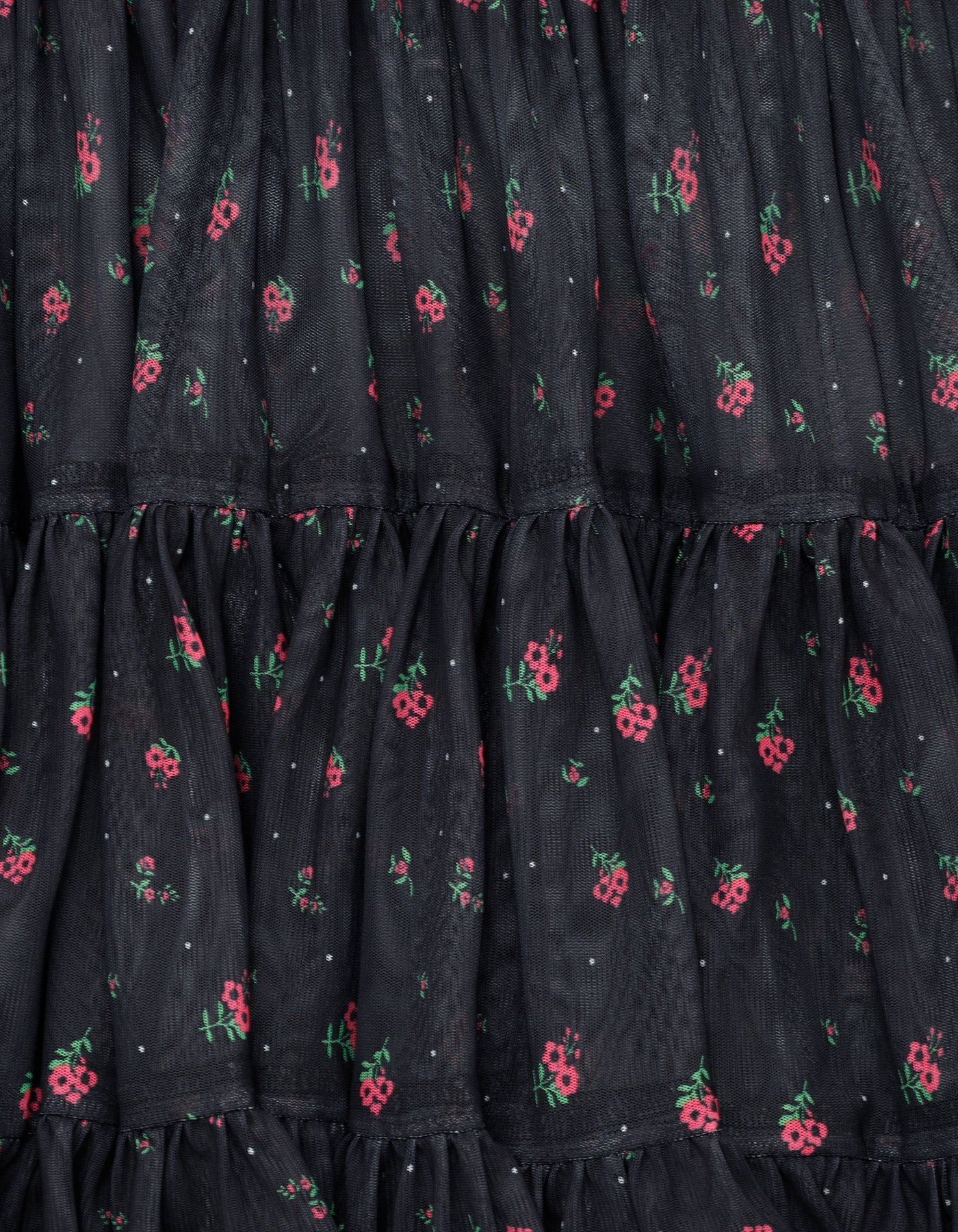 original floral tulle dress / BLACK
