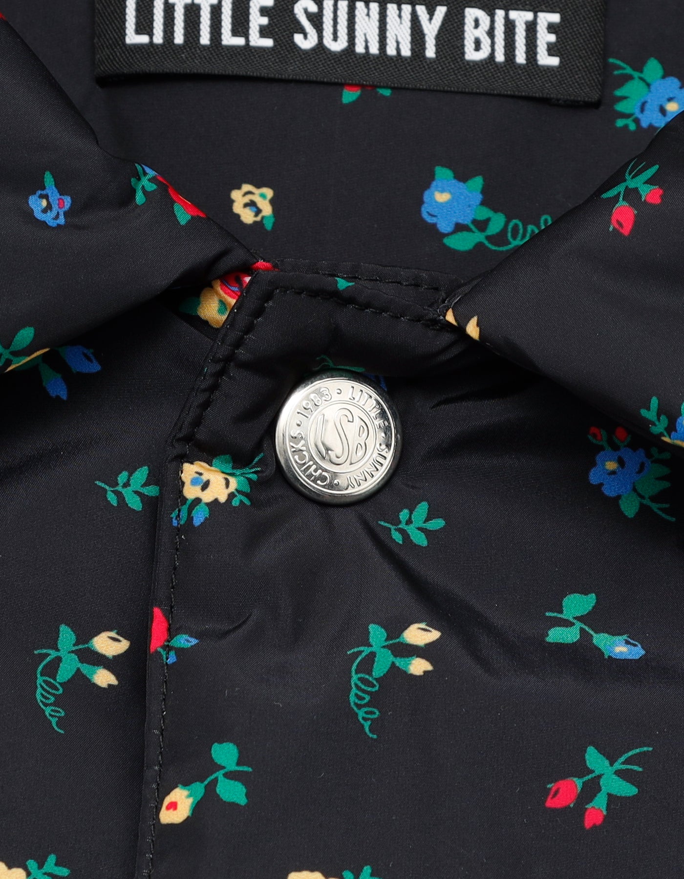 LITTLE SUNNY BITE フローラル ナイロンジャケット 花柄 little sunny bite (リトルサニーバイト)floral long jacket / BLACK
