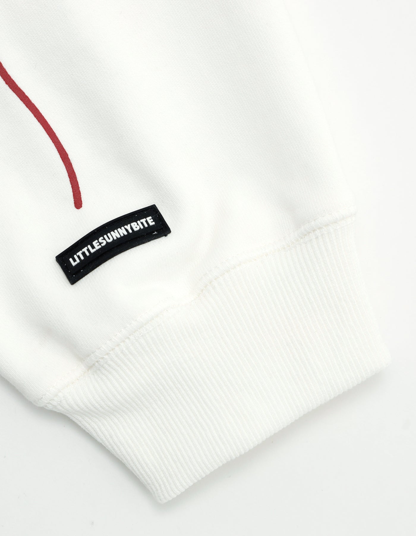 short ribbon sweat hoodie / WHITE