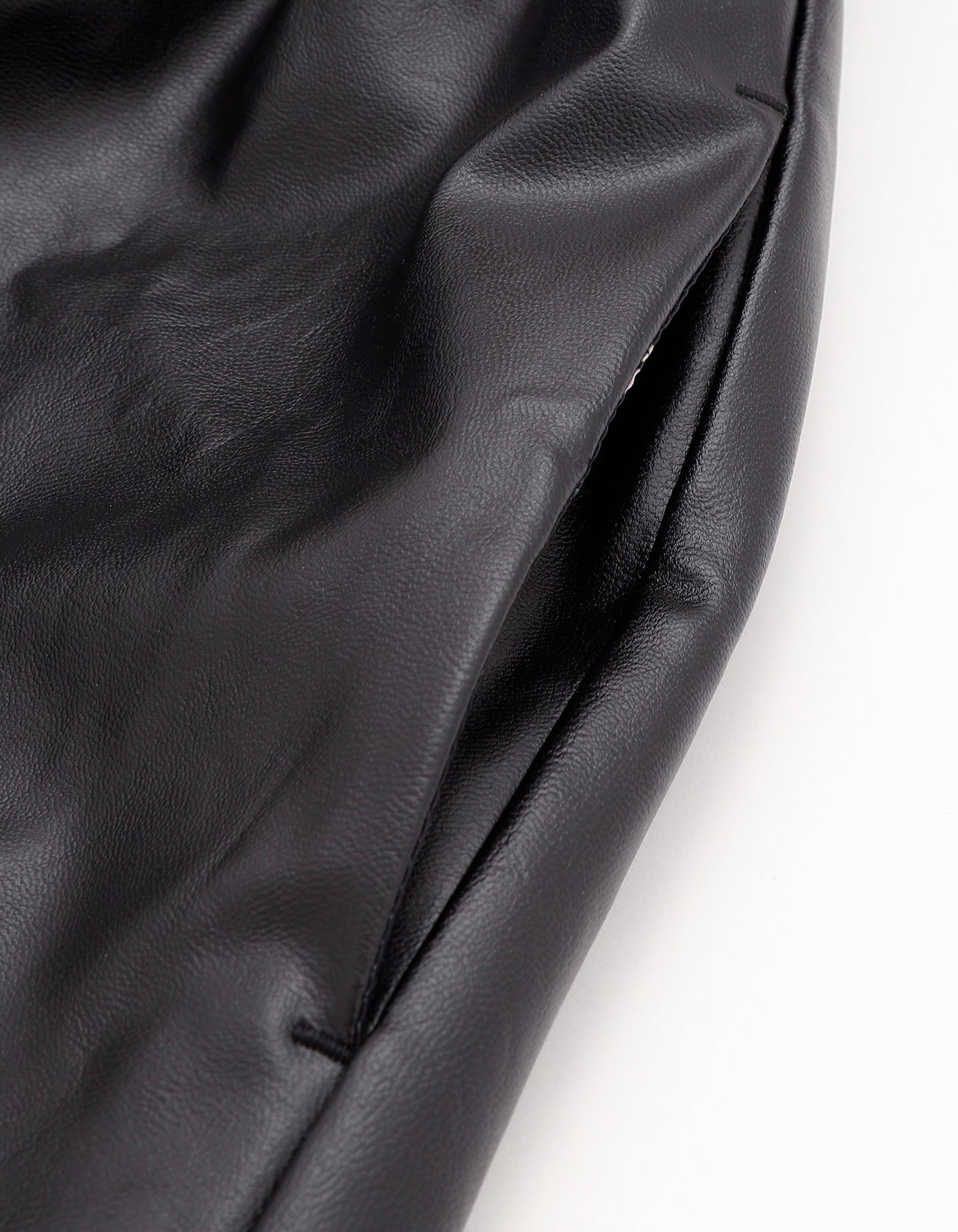 fake leather bomber dress / BLACK