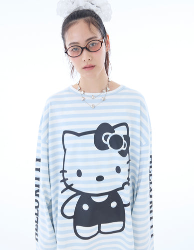 HELLO KITTY x little sunny bite stripe long tee / BLUE BD