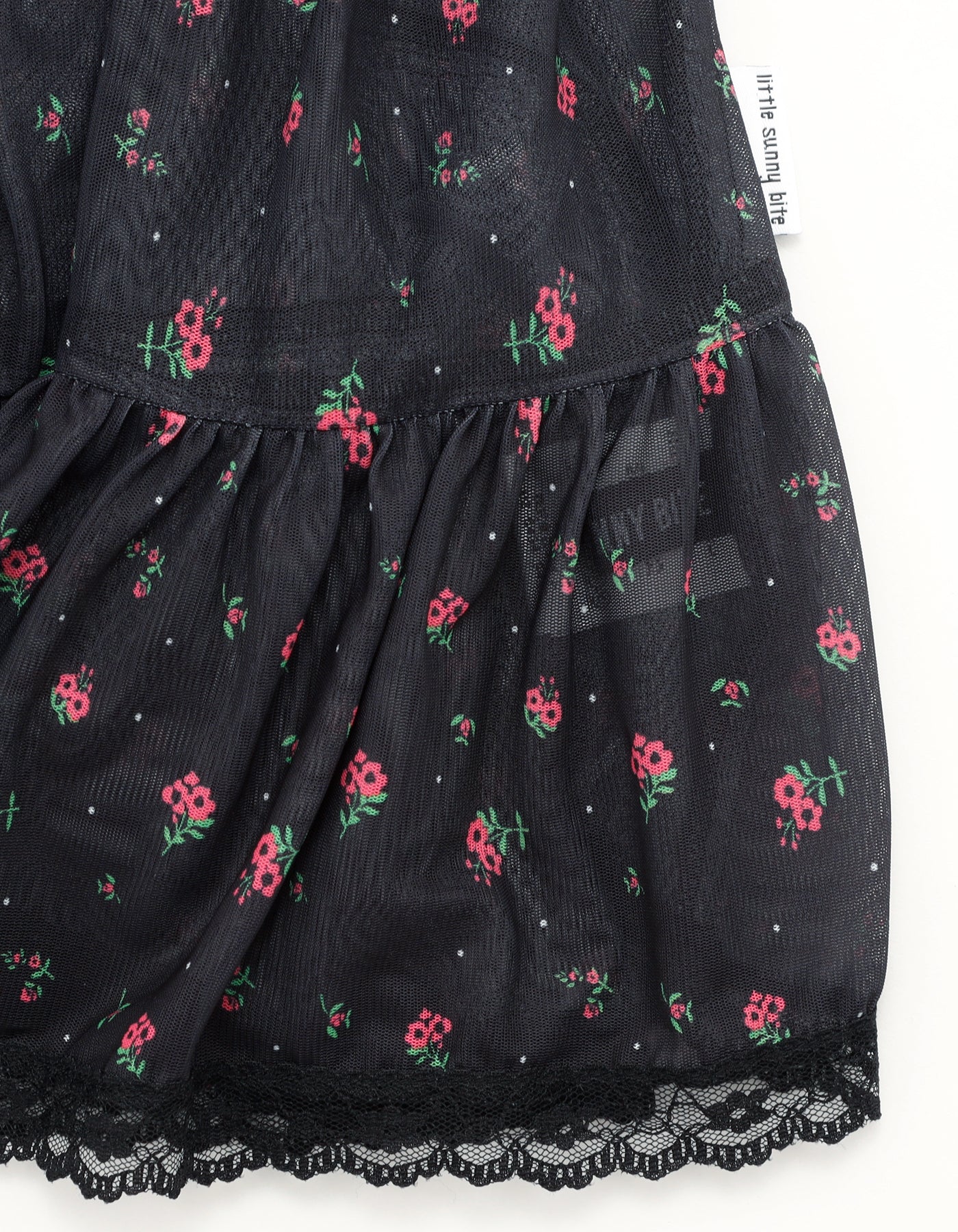 original floral tulle dress / BLACK