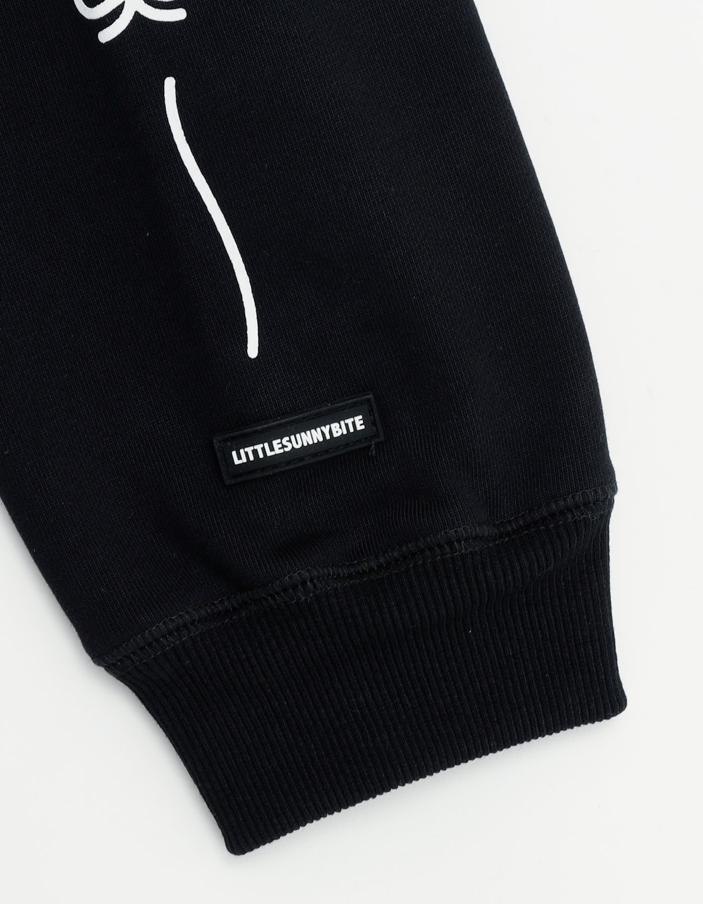 short ribbon sweat hoodie / BLACK