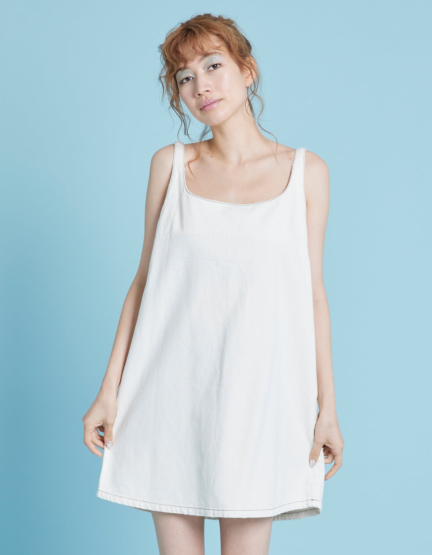 denim dress / WHITE