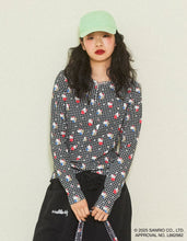 Load image into Gallery viewer, hello kitty x little sunny bite print tops / BLACK