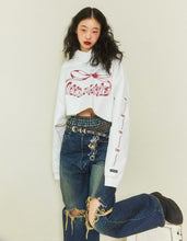 Load image into Gallery viewer, short ribbon sweat hoodie / WHITE