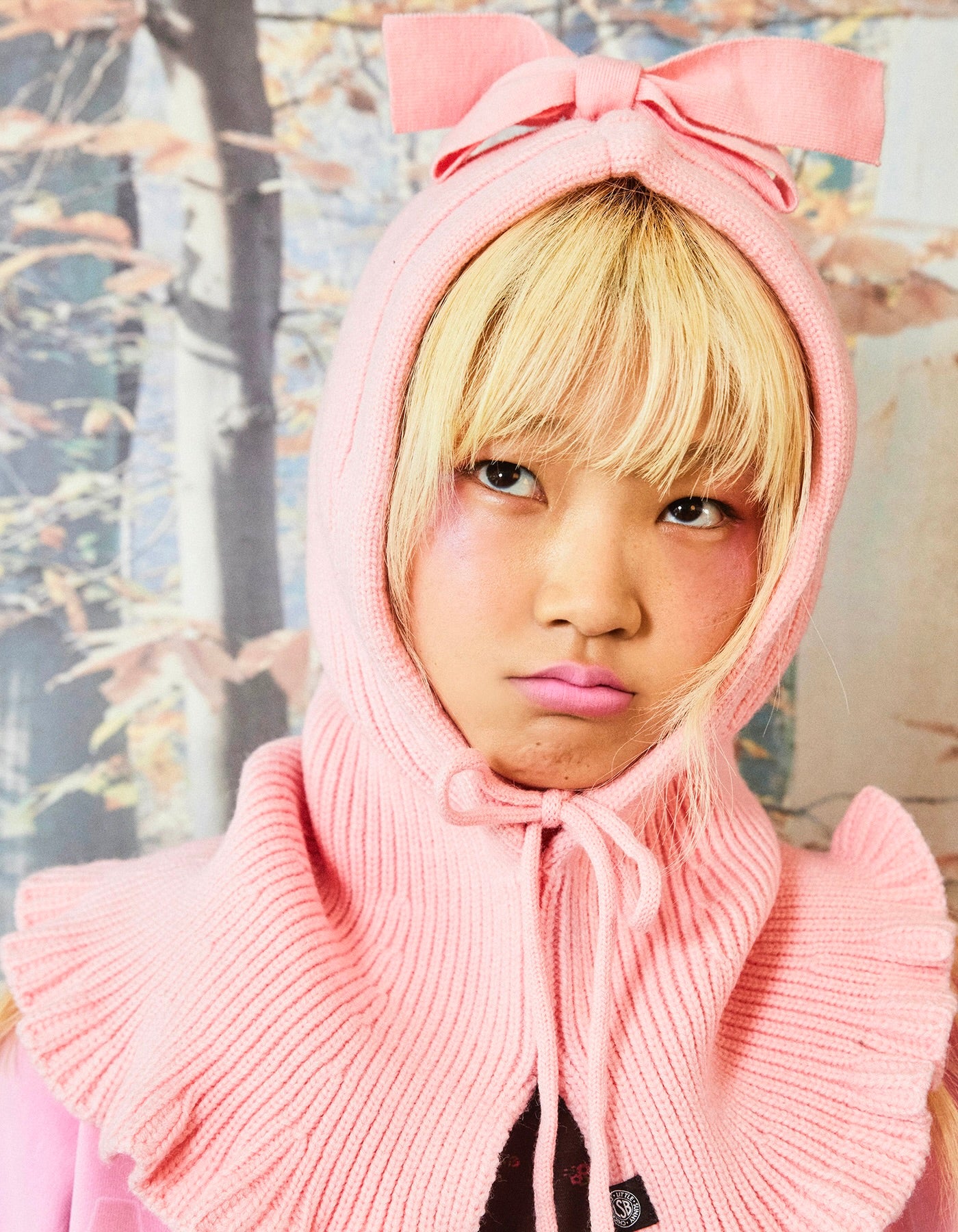 little sunny bite (リトルサニーバイト)ribbon balaclava / PINK