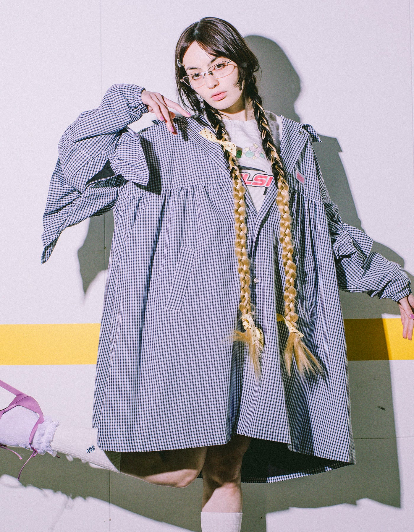 little sunny bite (リトルサニーバイト) checker long jacket / BLACK